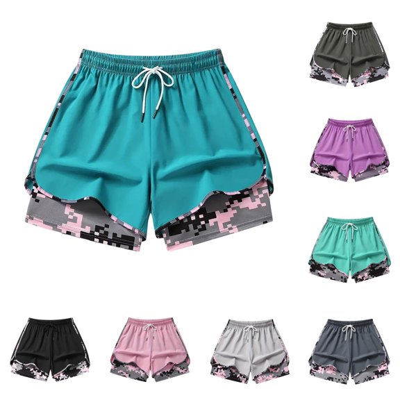 HNMKIU Women's Summer Casual Elastic Waist Athletic Shorts With Pockets for Outdoor Sports