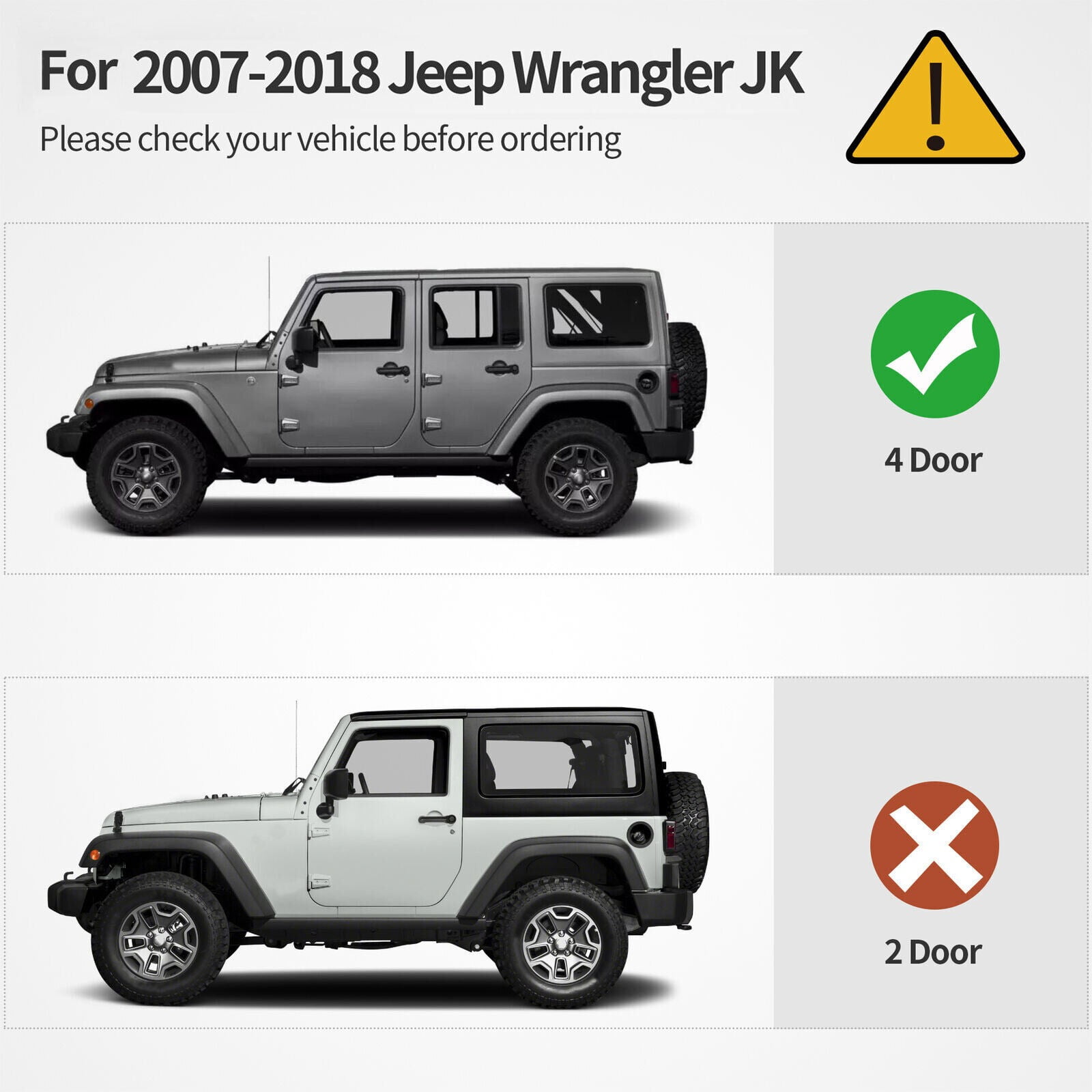 RVNI Running Board 6" Side Steps for 2007-2018 Jeep Wrangler JK JKU Unlimited 4 Doors Nerf Bar 6" 2-Stairs Side Step Rails Coated Carbon Steel