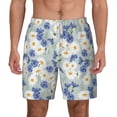 thumbnail image 2 of Picia Daisies Flowers pattern Mens Swim Trunks with Compression Liner Stretch Beach Shorts Quick Dry with Zipper Pockets No-Chafing Board Shorts-Large, 2 of 9
