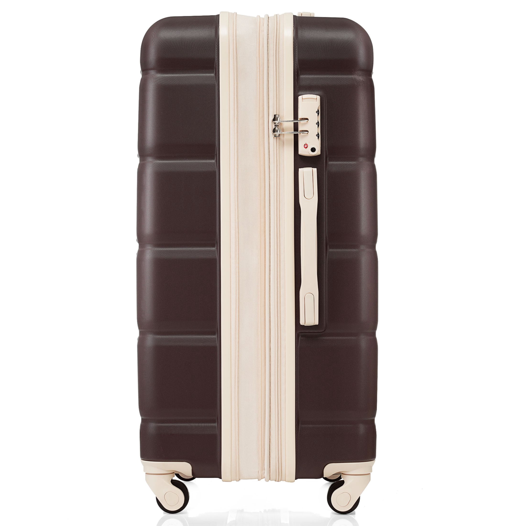 Aukfa 3 Piece Luggage Sets, Expandable Suitcase with USB Port, Cup Holder and Spinner Wheels, Brown