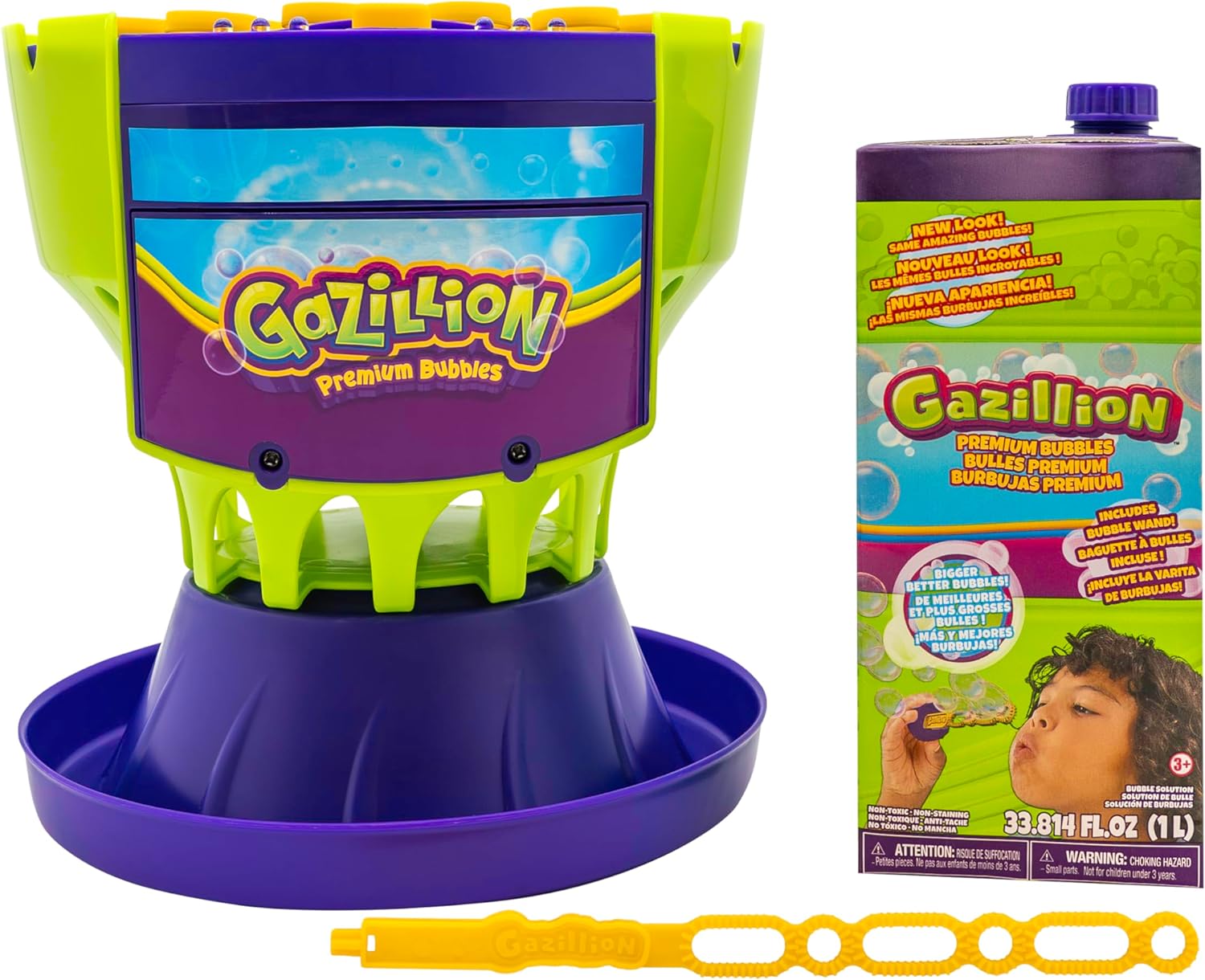 Gazillion Premium Bubbles Whirlwind Party Machine with 2 x 1L Bubble Solution Refill Pack