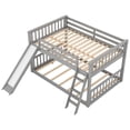 thumbnail image 3 of Low Bunk Bed Full over Full with Convertible Slide and Ladder, Up Bed Fit 6'' Down Bed Fit 8''-10'' Mattress, Load 250lbs 78.8x95.5x49.6inch,Gray, 3 of 8