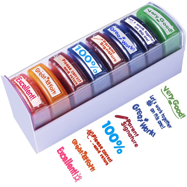 Sellos para profesores Tickselect, 8 unidades, autoentintados, con estampado motivacional