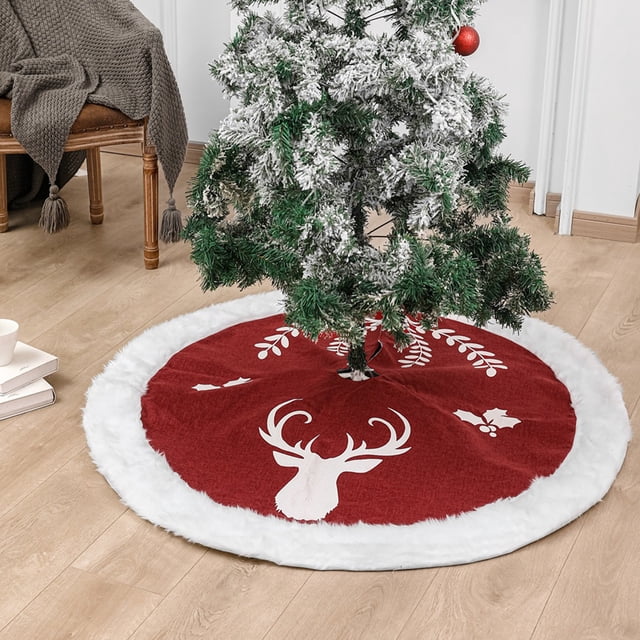 Decoración Navideña de Ciervo Fiudx con Falda de Árbol de Navidad Peluda