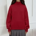 thumbnail image 2 of uikmnh Fall Sweaters Oversized Turtleneck Sweater Soft Knit Pullover Top Warm Winter Casual Blouse Cozy Fall Fashion Outerwear Cute Sweaters Size:XL, 2 of 4