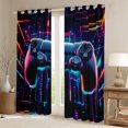 thumbnail image 2 of Manfei Gamer Gaming Black Out Curtains,Gamepad Controller Curtains Pack of 2 (42x63 Each),Colorful Striped Lines Bedroom Curtains For Teens,Microfiber Bedroom Decor, 2 of 6
