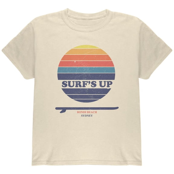 Surf's Up Bondi Beach Sydney Australia Youth T Shirt Natural YMD