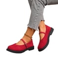 thumbnail image 5 of IEMIEMIEM Mary Jane Shoes Women Suede Ballet Flats Platform Non-Slip Classics Round Toe Ankle Buckle Strap Comfort Casual Dress Work Mary Jane Flat Shoes Red 5.5 Wide, 5 of 8