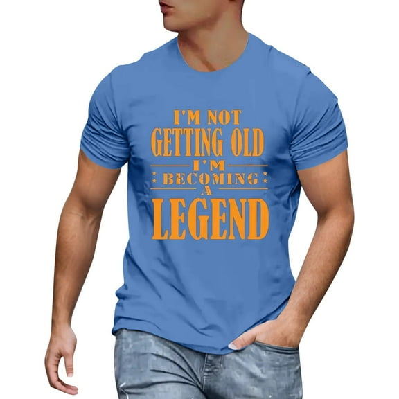 Rrunsv Mens T Shirt Men's Graphic Tees Letter Print Short Sleeve T Shirts Summer Tee Top Light Blue,XXXL