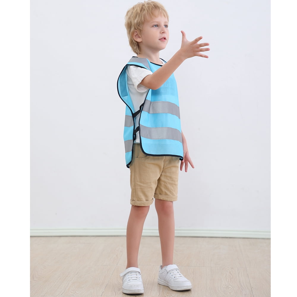 Toptie 10 Pack Child Safety Vest For Outdoors Sports, Traffic Vest Construction Worker Vest, Preschool Uniforms-NeonGreen1