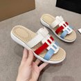 thumbnail image 4 of Fesfesfes Bohemian Style Women's Flat Summer Sandals Handmade Woven Comfortable Lightweight Shoes for Beach Vacation Casual Outfits(White#2,US 8), 4 of 5