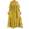 thumbnail image 2 of Robes pour Femmes 2024 Été Robe Décontractée Oversize Col en V Manches 3/4 Ample Coton Fluide Bohème Robes Soleil Rabais de 50 % Liquidation!, 2 of 6