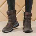 thumbnail image 6 of Tao Tao Winter Boots for Women - Warm Mid Calf Booties Waterproof Comfortable Slip On Outdoor Drawstring Fur Lined Lining Winter Shoes Brown 36, 6 of 6