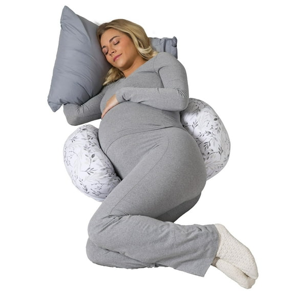 Almohada de embarazo Boppy Side Sleeper Grey Falling Leaves