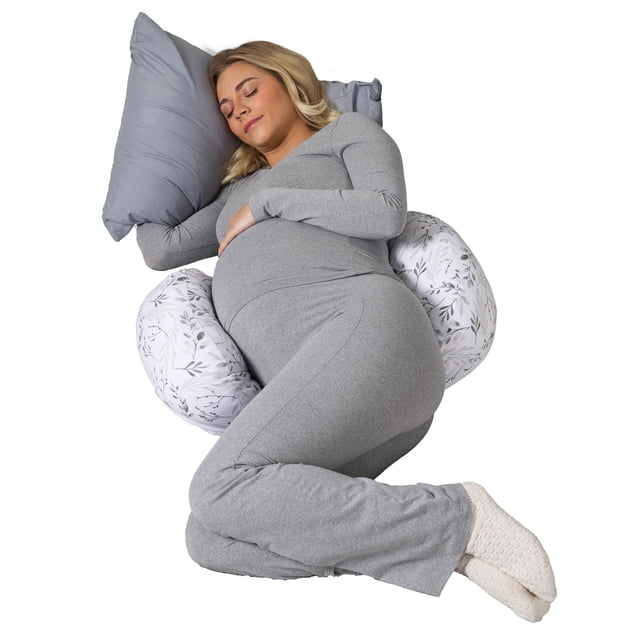 Almohada de embarazo Boppy Side Sleeper Grey Falling Leaves