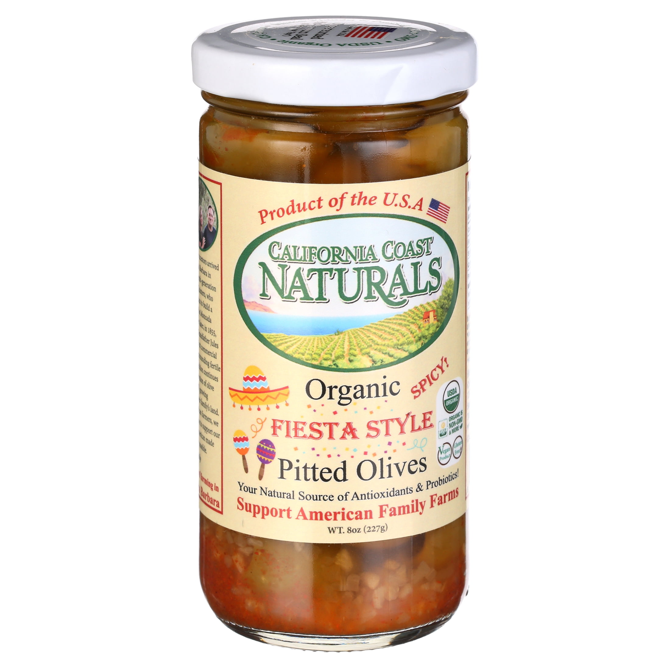 California Coast Naturals Pitted Fiesta Style Olives, USDA Organic, Non GMO, 8 oz