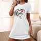 thumbnail image 1 of Camisón corto de talla grande para mujer, camisón de manga corta con estampado de pecho a la moda, camisón para mujer, 1 of 5
