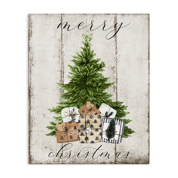 Stupell Industries Rustic Lodge Rustic Distressed Christmas Tree Canvas Art, 16 x 20, by Deborah Brown