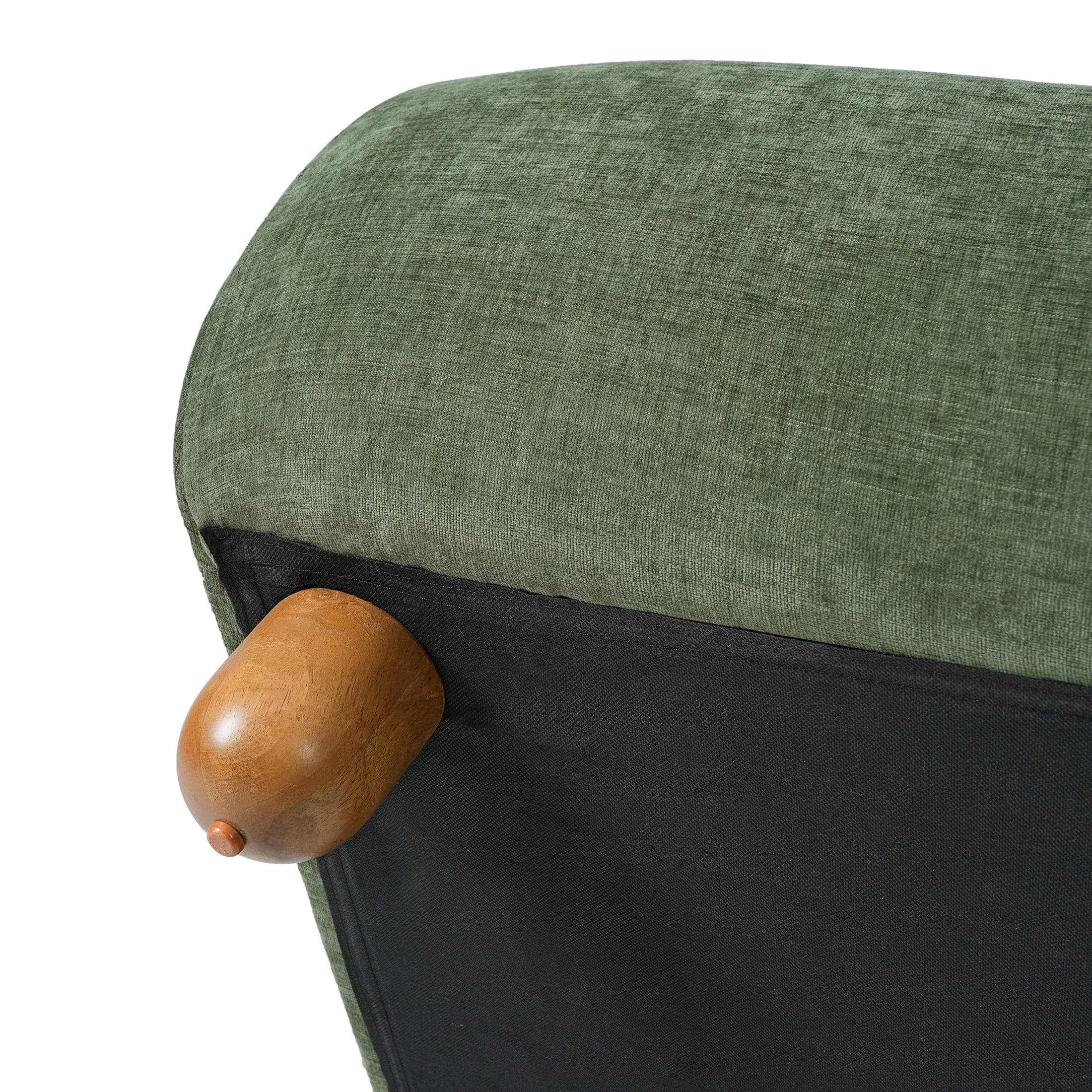 Christopher Knight Home 30.1" Modern Curved Accent Chair, Linen Upholstered with Wood Legs, Green
