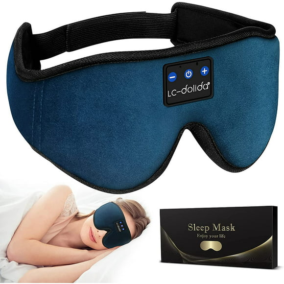 3D Bluetooth Sleep Mask Bluetooth Sleeping Headphone Music Eye Cover Headsets Microphone Travel (Flat Ice Silk Eye