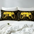 thumbnail image 4 of Erosebridal Video Game Bed Sheets Set Queen Size,Black Golden Bedding Sets Queen Size,Futuristic Cubes Bed Sheets Queen,Microfiber Gamepads Room Decorative,4-Piece, 4 of 7