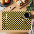 thumbnail image 2 of Yellow Black Plaid Placemats Set of 6 Farmhouse Rustic Abstract Checkered Place Mats Indoor Wipeable Table Mats Washable Cloth Dining Table Placemats for Kitchen Holiday Party Home Decor 13x19 Inch, 2 of 9