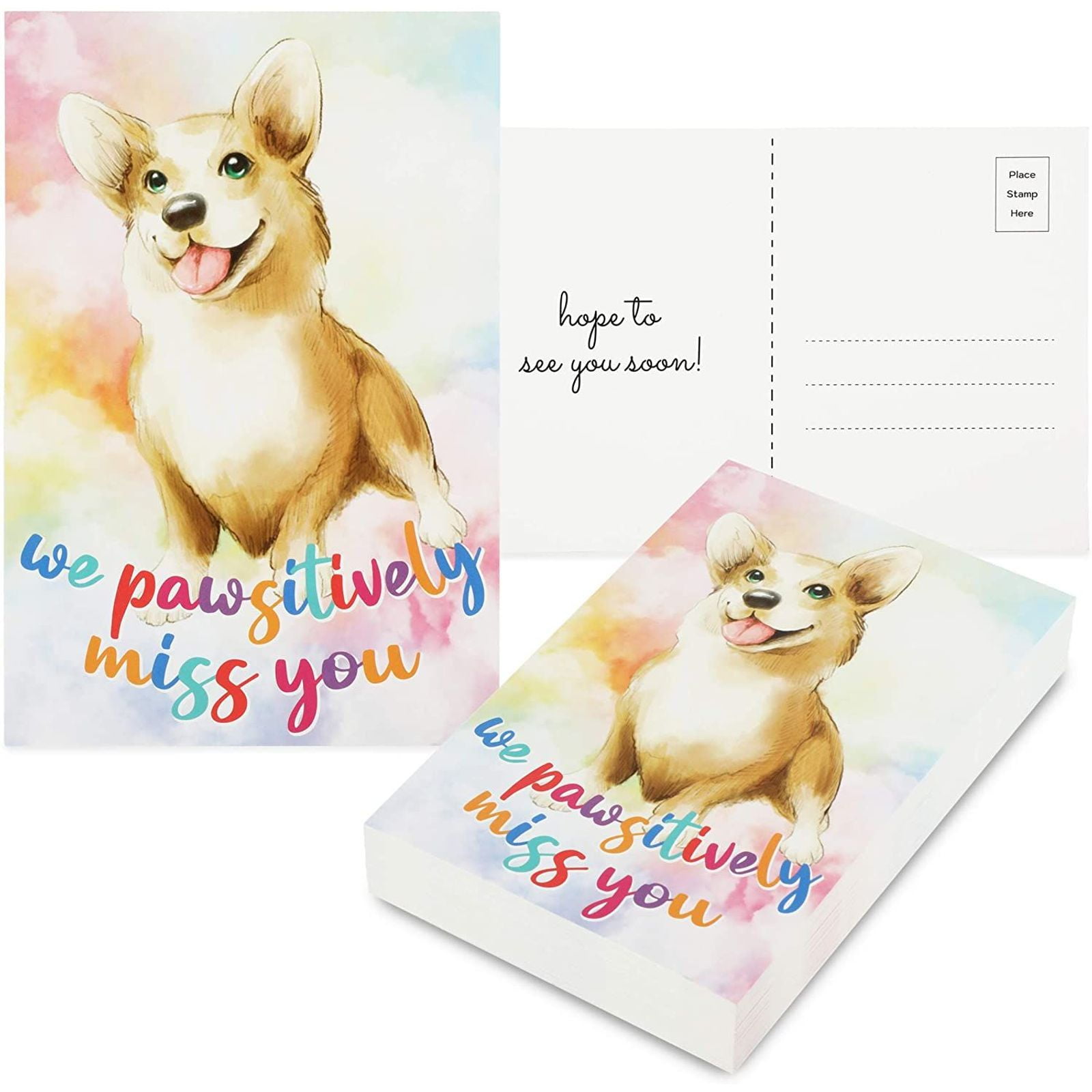 Attendance Postcard 4 x 6 In, 48 Pack We Pawsitively Miss You Postcards