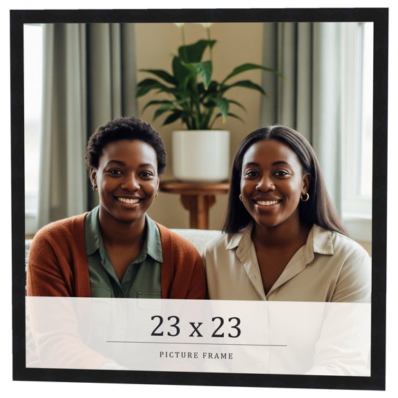 23x23 Frame Black Real Wood Picture Frame Width 0.75 inches | Interior Frame Depth 0.5 inches |