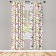 thumbnail image 2 of Ambesonne Tropical Curtains, Hibiscus and Other Flowers, Pair of 28"x95", Pink Salmon and Lavender, 2 of 4