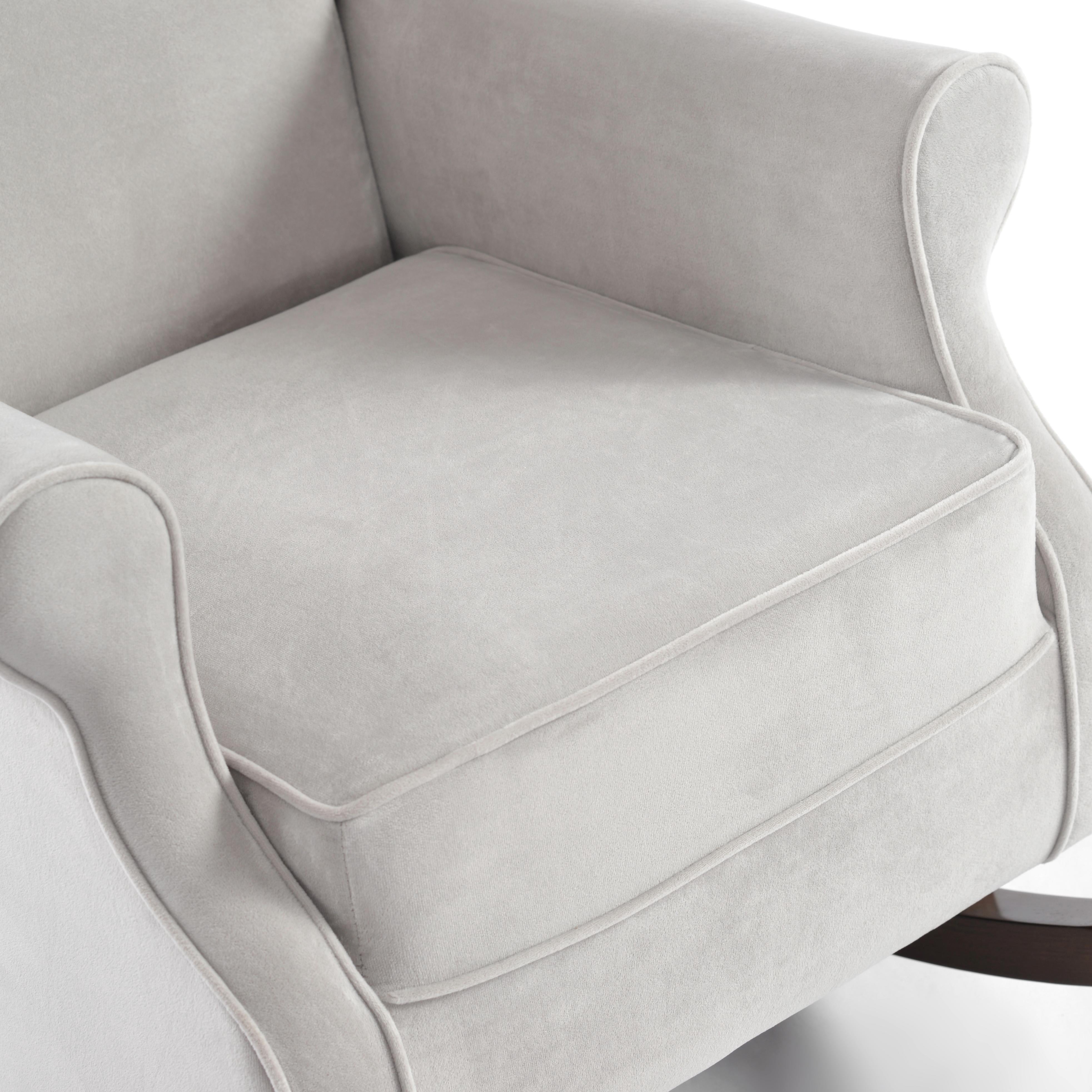 Haven Upholstered Premium Wingback Rocking Chair, High Back Accent Rocker for Nursery Living Room Bedroom, Solid Wood Curved Base (Dove Gray))