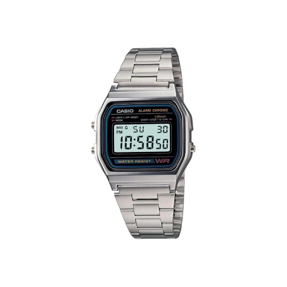 Reloj Digital Casio Clásico Retro Alarma Resistente al Agua A158WA-1R 33 mm plateado