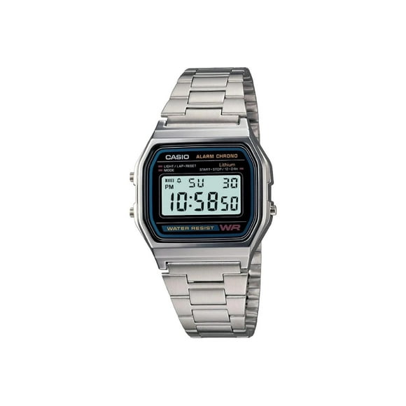 Reloj Digital Casio Clásico Retro Alarma Resistente al Agua A158WA-1R 33 mm plateado