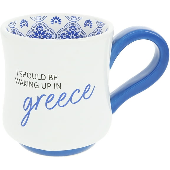 Pavilion Gift Company - Greece - 16 oz Stoneware Mug Coffee Tea Mediterranean Greece Summer Vibrant Drinkware