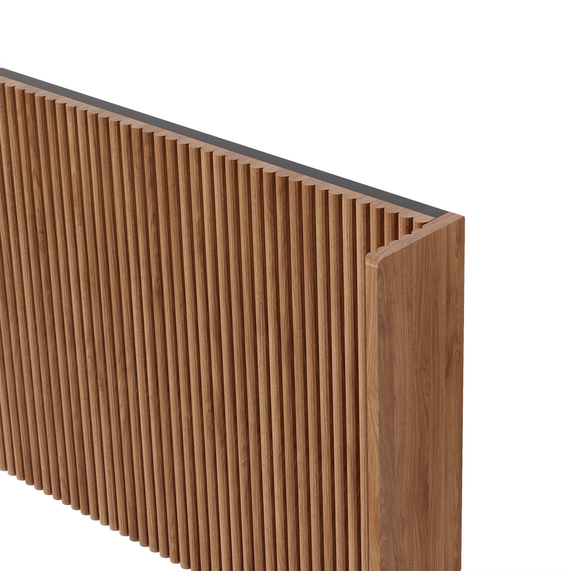 Fluted Headboard Queen Size 61.57 Inch, Freestanding Wooden Bed Headboard with Adjustable Brackets, Vertical Ribbed Headboard for Twin Full Queen Bed, Walnut