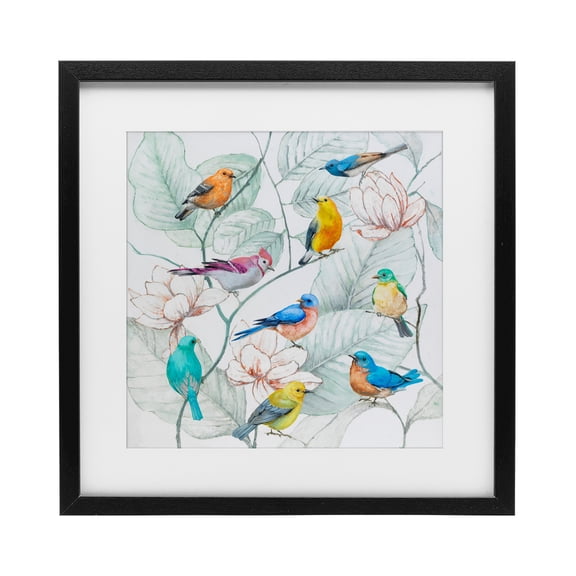 Stupell Industries Eclectic Colorful Array Of Birds Black Framed Print Under Glass, 13 x 13, by Lorenzo Collective