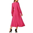 thumbnail image 3 of INSPIRE CHIC Women's Dress Crewneck Long Sleeves Frilled A-Line Midi Dresses with Pockets Hot Pink S, 3 of 5