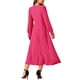 thumbnail image 3 of Vestido midi A-line con cuello redondo, mangas largas, volantes y bolsillos para mujer INSPIRE CHIC en rosa intenso XL, 3 of 5