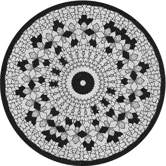 Ahgly Company Indoor Round Patterned Mid Gray Novelty Area Rugs, 5' Round