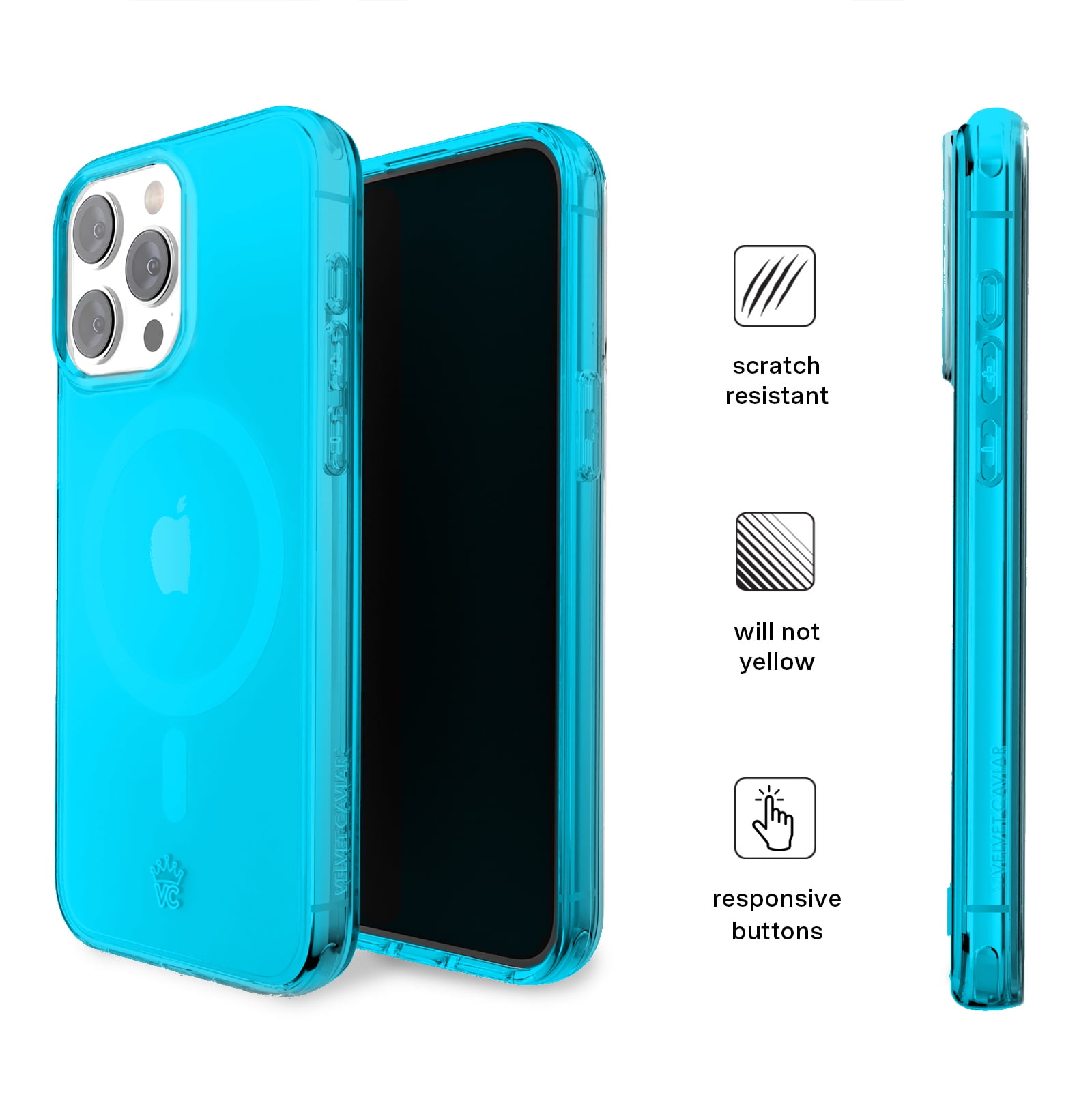 VELVET CAVIAR Neon Blue iPhone 15 Pro Case - Compatible with MagSafe - Clear Protective Phone Cases
