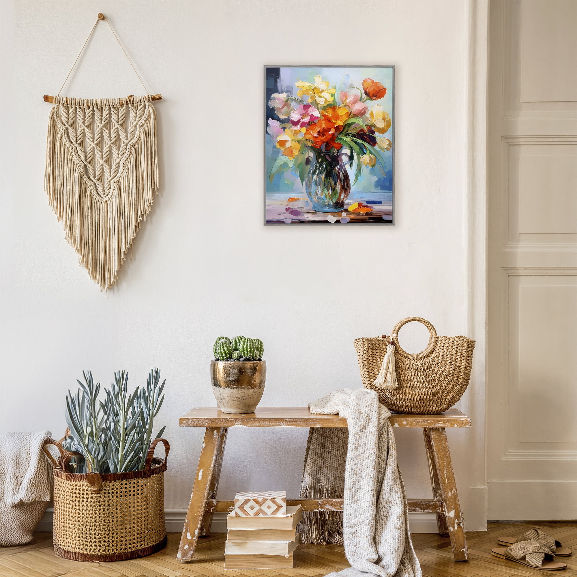 Stupell Industries Dreamy Bouquet of Vibrant Blooms Gray Framed Giclee Art, design by Creative Studio