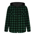 thumbnail image 6 of ZCFZJW Flannel Plaid Hoodie Shirts for Men Big and Tall Regular Fit Button up Casual Fall Long Sleeve Drawstring Patchwork Hooded Pullover Sweatshirts with Double Chest Pockets Green XXL, 6 of 7