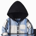 thumbnail image 4 of Zuwimk 2Pcs Kids Boys Sweatsuit Hoodie Flannel Plaid Shirt Tops and Jogger Pants for Kids Fall Winter Spring Outfits(Blue,4-5 Years), 4 of 6