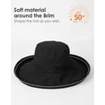 thumbnail image 2 of Sombreros de sol para mujer, gorro de jardinería, ala ancha, cola de caballo, playa, protección solar, algodón transpirable, verano, con ala plegable, negro, 2 of 7