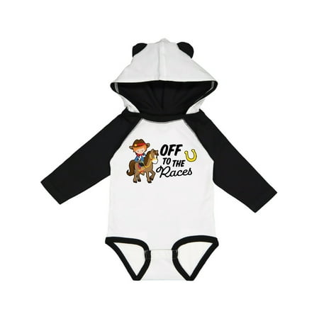 

Inktastic Off To The Races with Cowboy on Horse Gift Baby Boy Long Sleeve Bodysuit