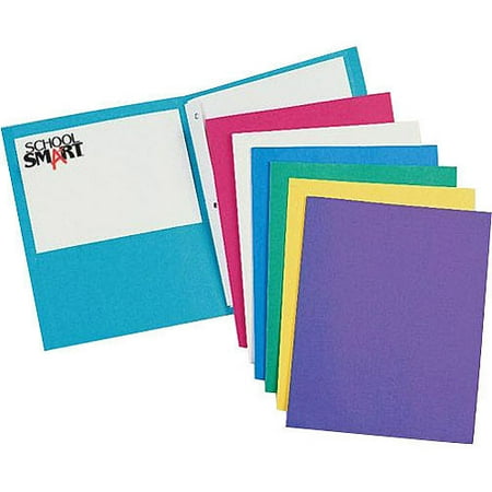 Flexi View 2 Pocket Folders - School Smart Heavy Duty Leatherette-Pocket Folder, 9.5
