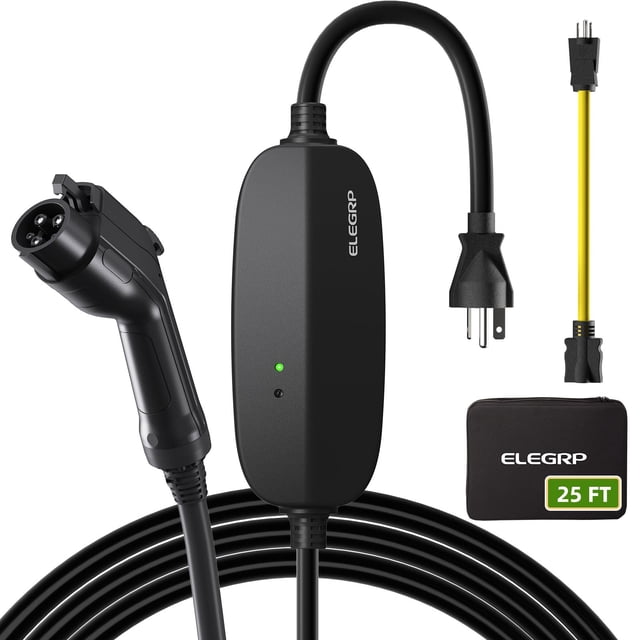Cargador para vehículo eléctrico ELEGRP Nivel 1/2 16 A cable de 7,5 m 110 V-240 V