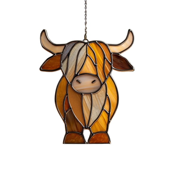 Cow Ornament Acrylic Hanging Decoration Stained Glass Effect Sun Catcher Gift for Home Decor Window Wall Decor Year of the Ox Symbolic Farm Animal Art