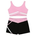 thumbnail image 4 of HULIJA Kids Girls 2 Piece Dance Sport Outfit Contrast Color Sleeveless Crop Top with Shorts Ballet Pink 14, 4 of 7