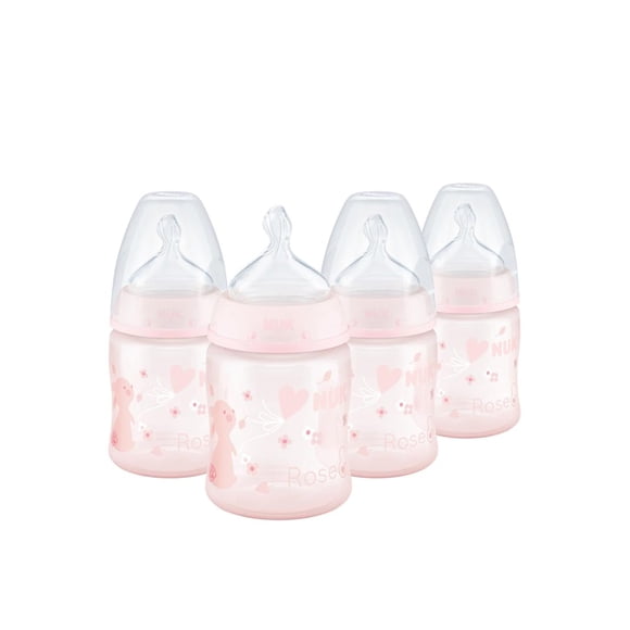 Biberón NUK Smooth Flow 150 ml, pack de 4, rosa