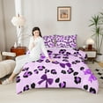 thumbnail image 4 of Manfei Teens Bow Leopard Print 3-Piece Full Size Comforter Sets,Black Purple Bedding Comforter Set,Kawaii Bowknot Lightweight Bedding Sets,Luxury Bedroom Decor,Reversible, 4 of 8